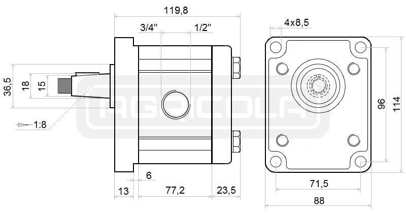 Multiplikator  1:3.8 GNIA - WAŁ + POMPA GR2 40L