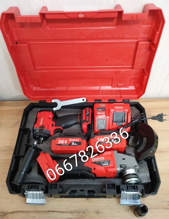 Болгарка та Гайковерт безщітковий двигун набір 2в1 в кейсі