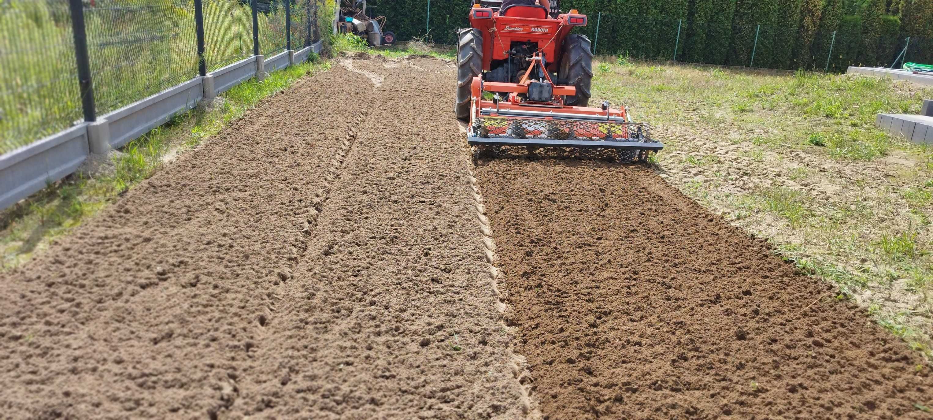 Zakładanie trawników wyrównywani terenu glebogryzarka separacyjna