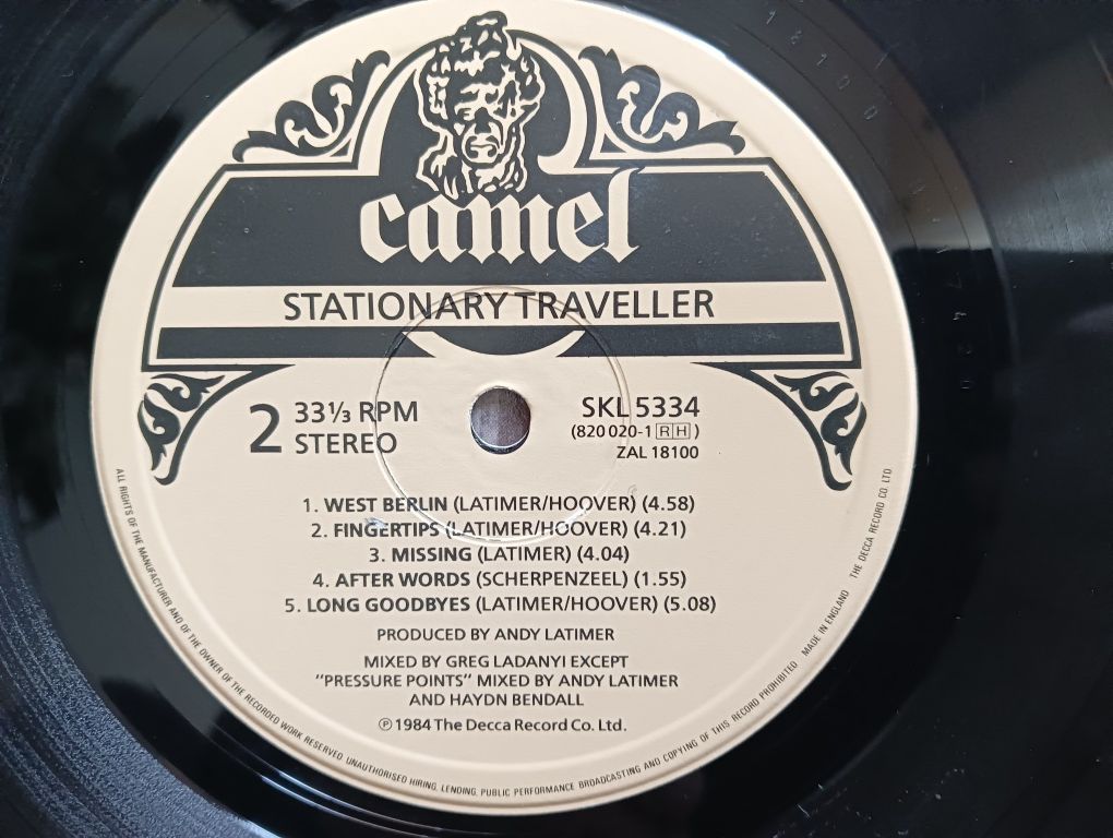 Płyta winylowa Camel Stationary Traveller LP 1st press UK 1984 Latimer