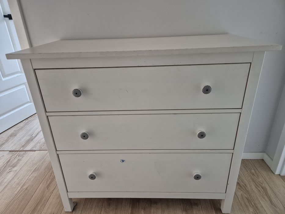 HEMNES Komoda, 3 szuflady, biała bejca