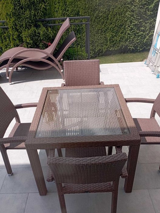 Meble ogrodowe rattan stół+4 krzesła.
