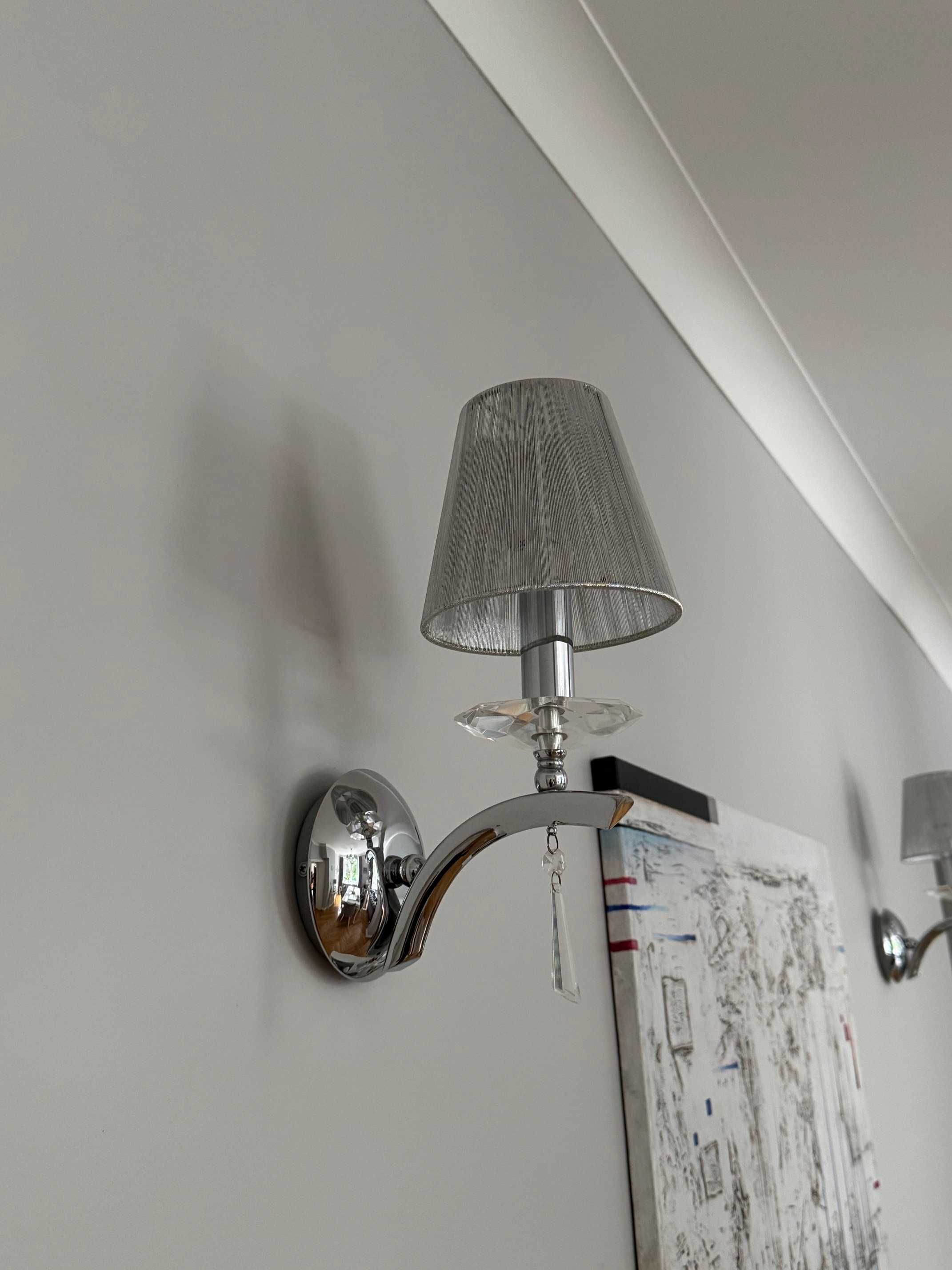 Komplet lamp z chromami i krzyształami. 2 żyrandole 2 kinkiety.