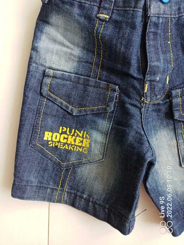 BEZ WAD Jeansowe spodenki szorty 68-74cm 6-9 miesięcy #967