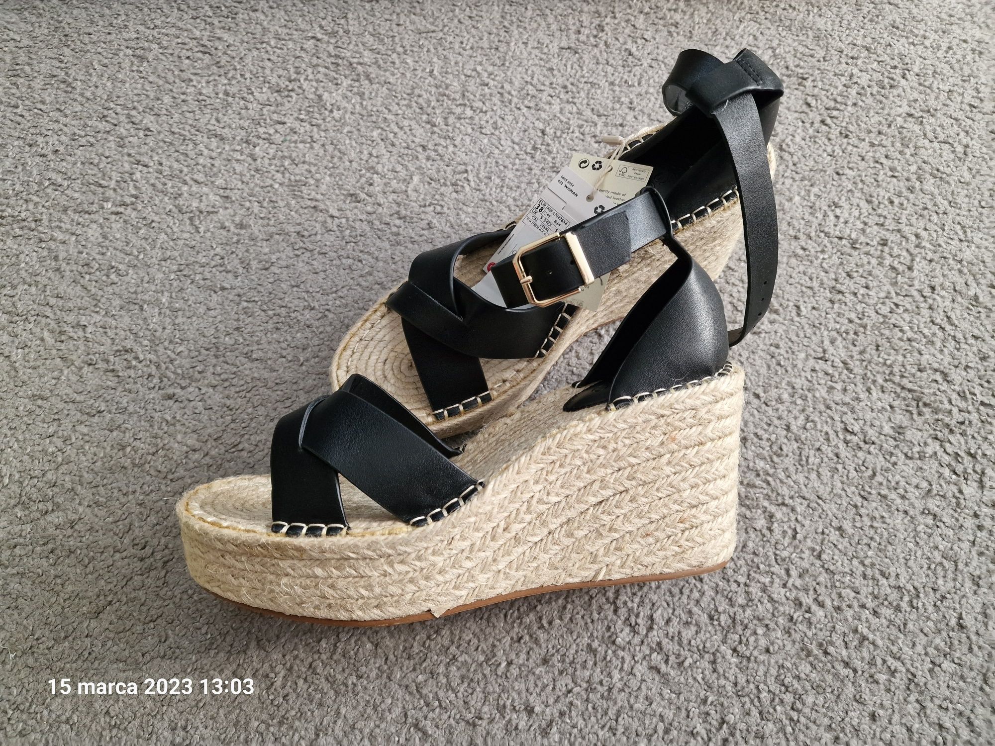 Sandały mango koturny espadryle 38  paski