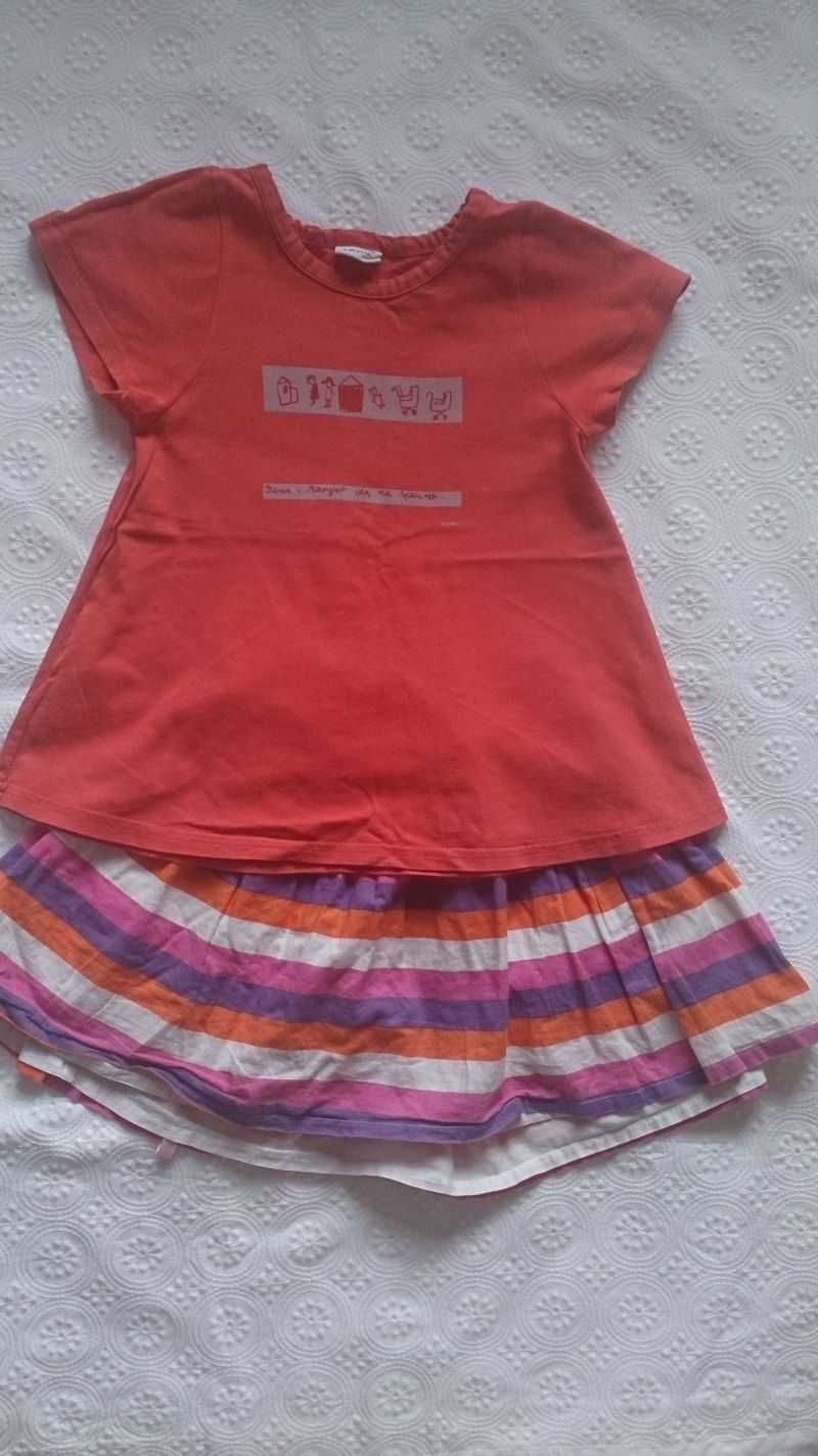 Sweterek rozpinany Mothercare, spódniczka Reserved i T-shirt Endo – st