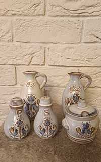 Francuski zestaw przyprawników ceramiczny vintage