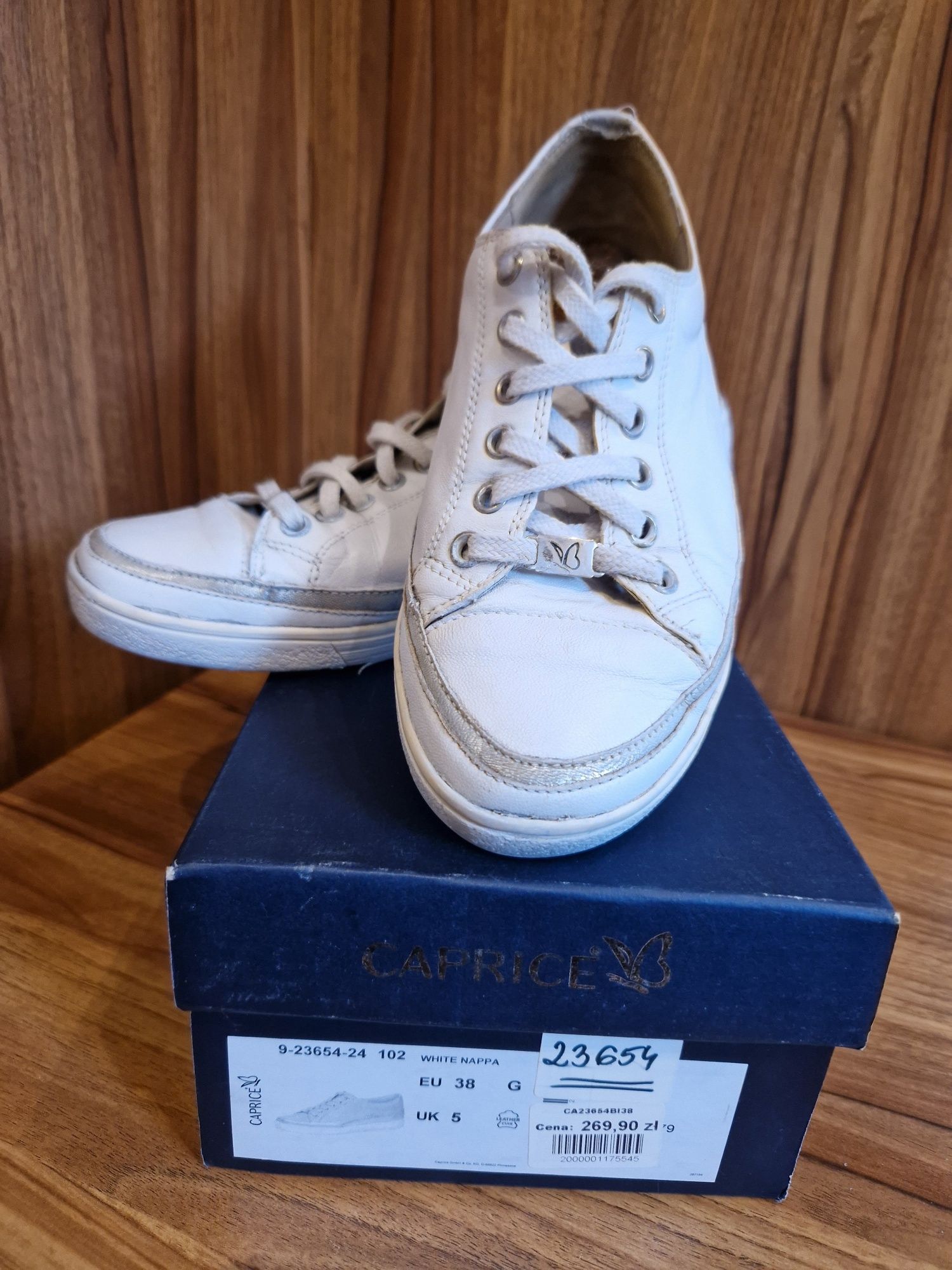 Skórzane sneakersy Caprice rozmiar 38