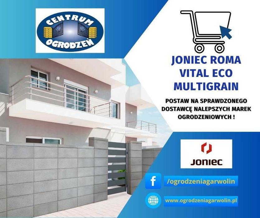 Joniec Horizon eco, bloczek, daszek, ogrodzenie modułowe, transport