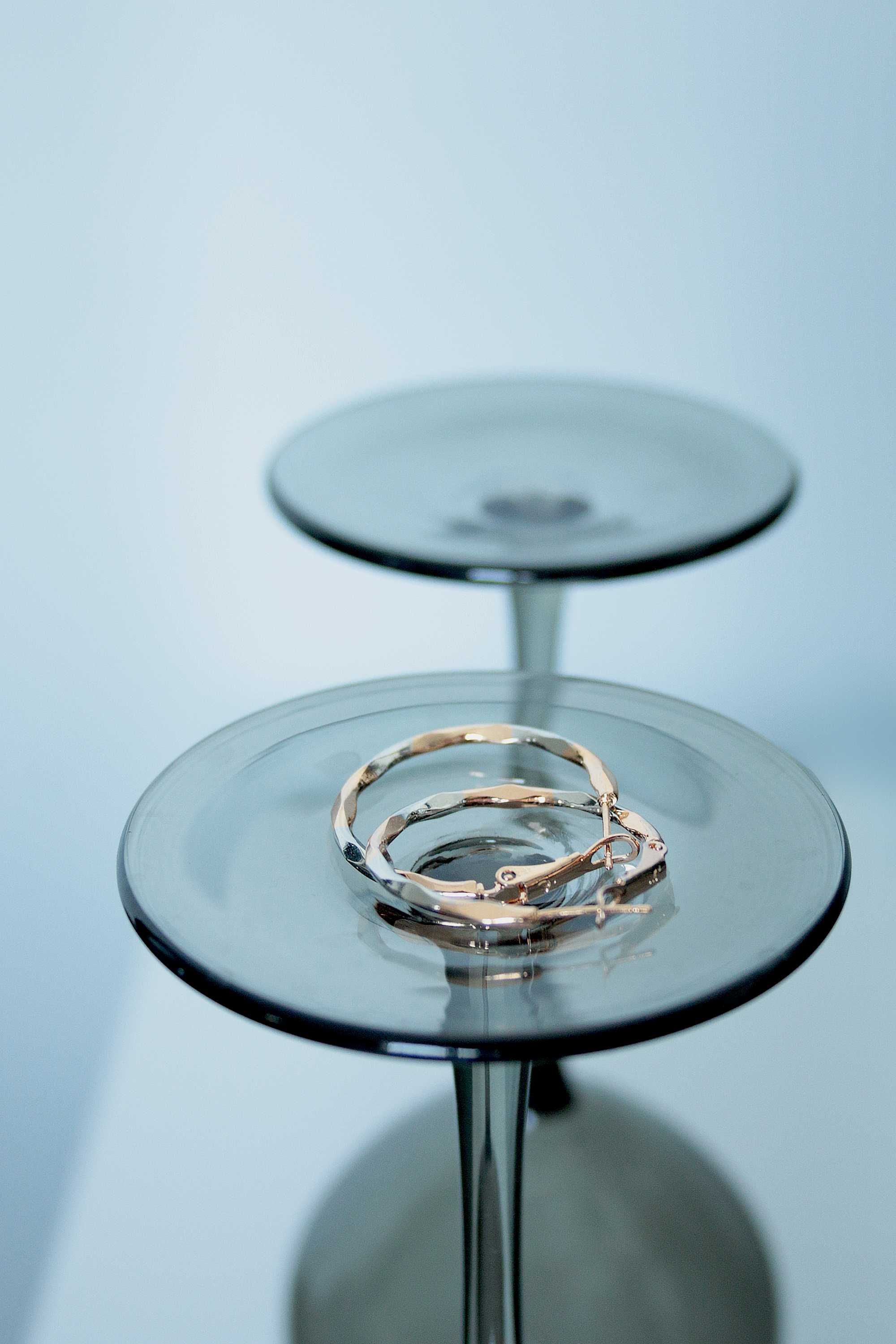 Kolczyki wiszące okrągłe koła srebrno złote - Silver Circlet