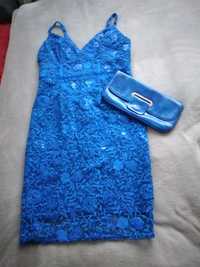 Damska Niebieskia sukienka LIPSY LONDON LOVE Michelin Keegan z torebką