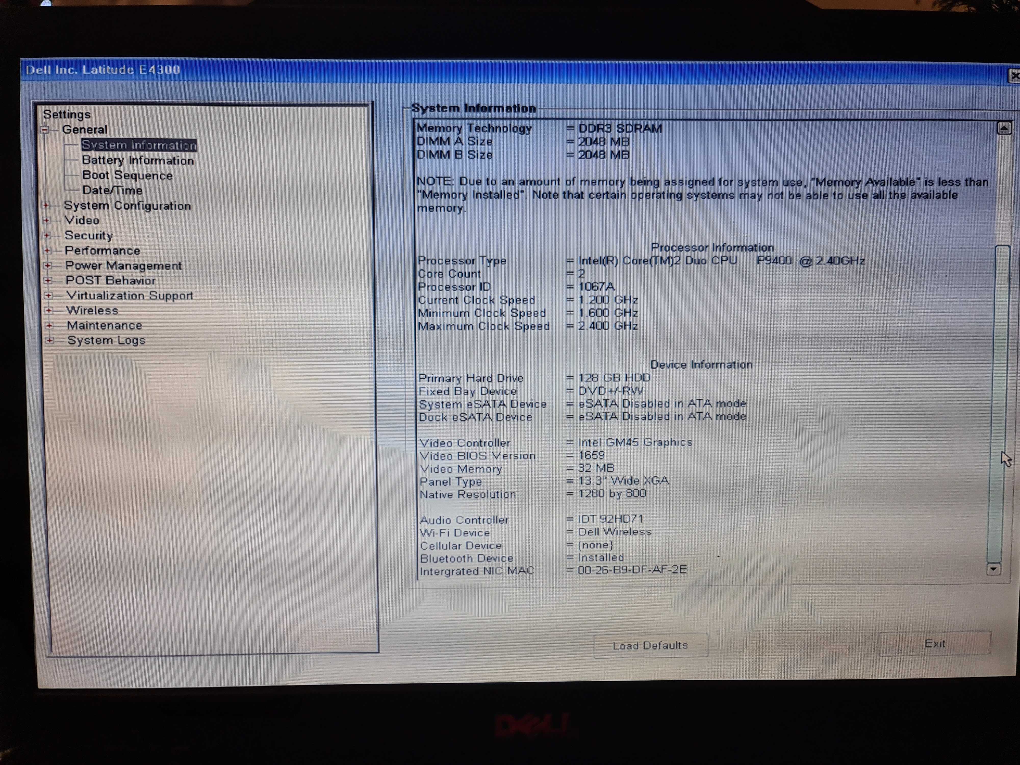 Dell E4300 4GB RAM DDR3 Core 2 Duo P9400 2,4 GHz