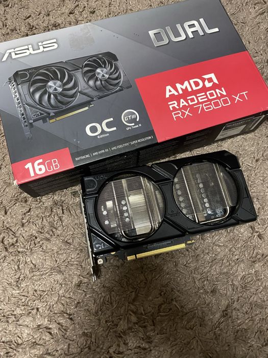 Відеокарта Asus RX 7600 XT Dual OC 16GB — без вентиляторів