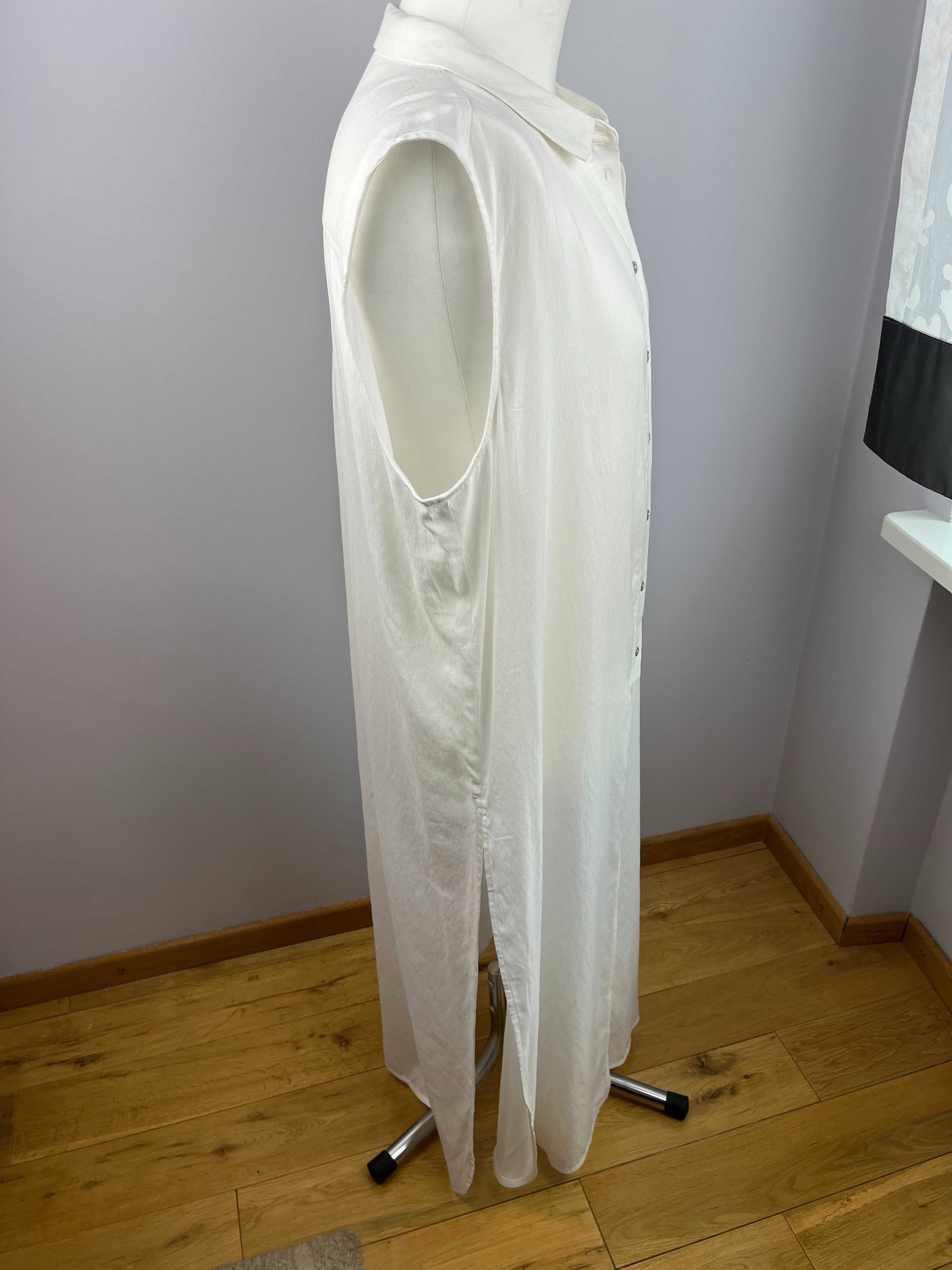 NOWA biała długa koszula narzutka bez rękawów FRIENDTEX XL