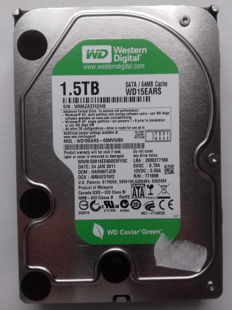 Dysk 1,5TB WD15EARS SATA prawie nowy