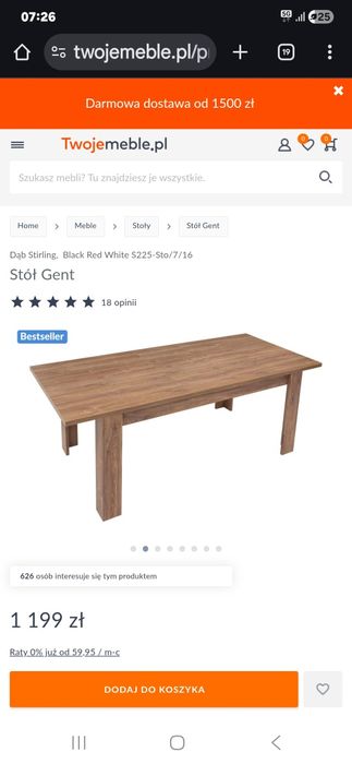 Rozkładany solidny stół do salonu