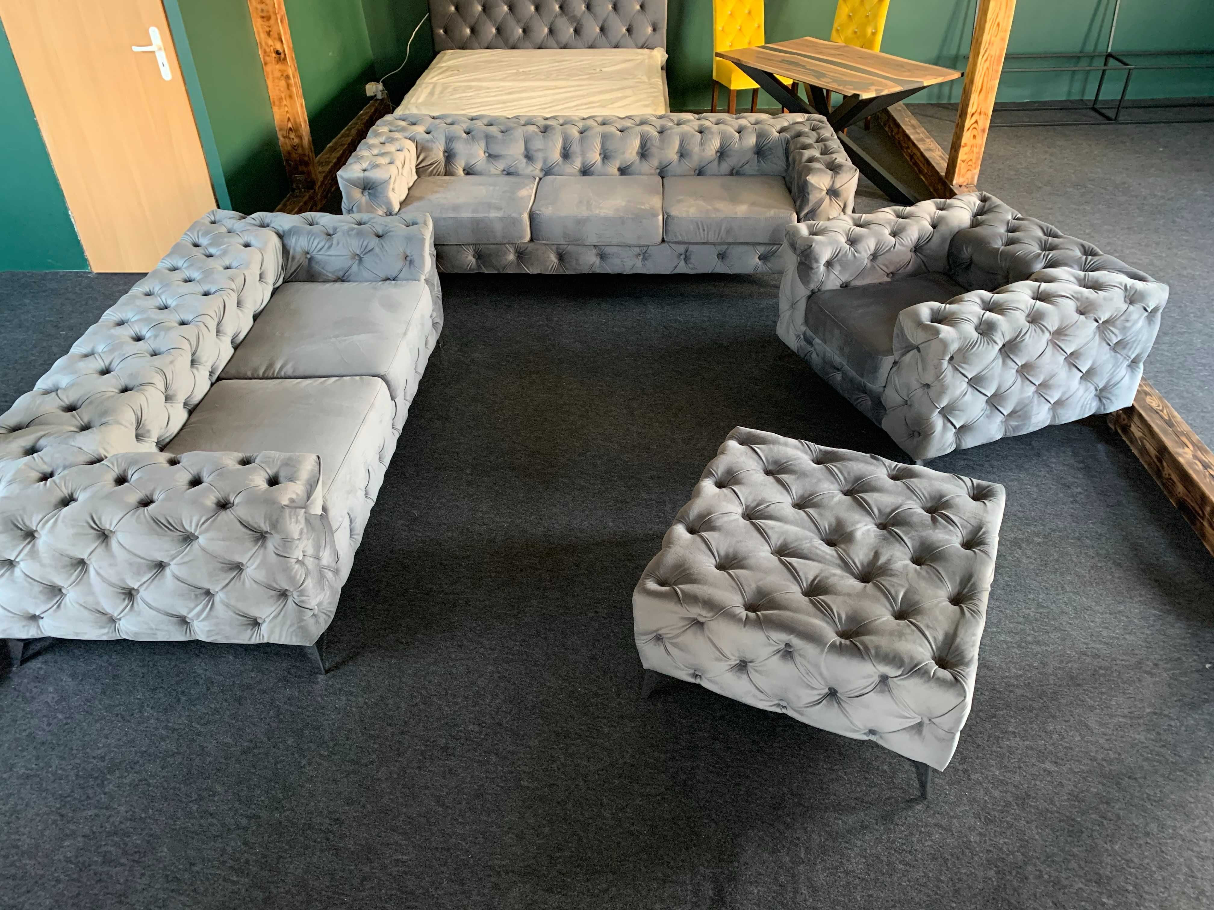 Zestaw Chesterfield Premium 3+2+1+Pufa