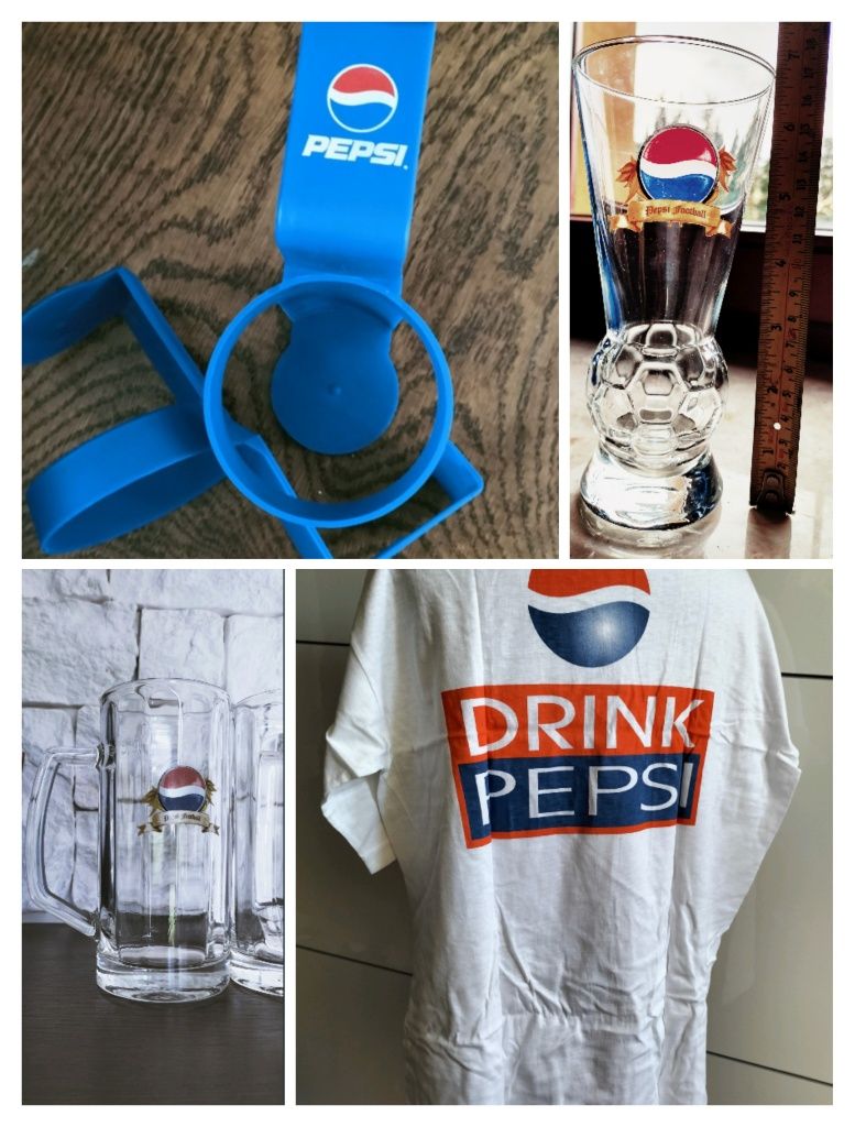 Gadżety Pepsi mundial kufel pokal szkło T-shirt uchwyt na puszkę