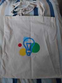 Bawełniana torba na zakupy ekologiczna z grafiką żarówki kolorowe koła