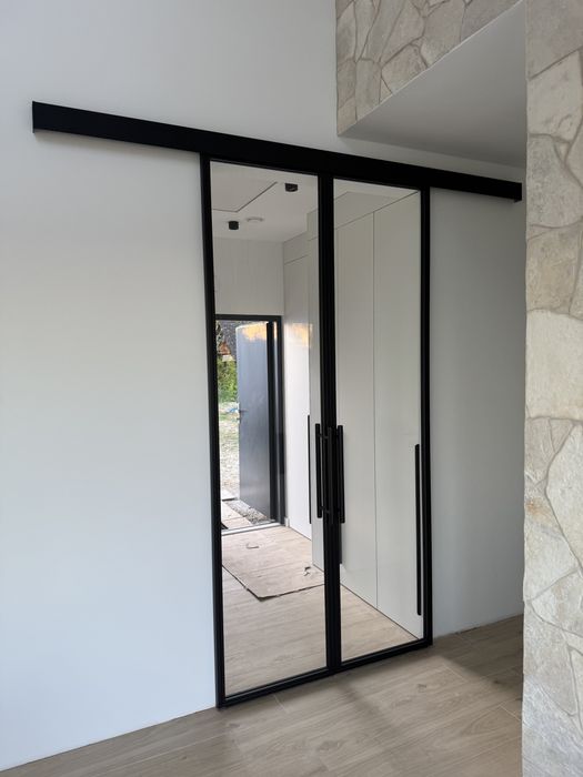 Drzwi przesuwne loft, szklane, metalowe, loftowe