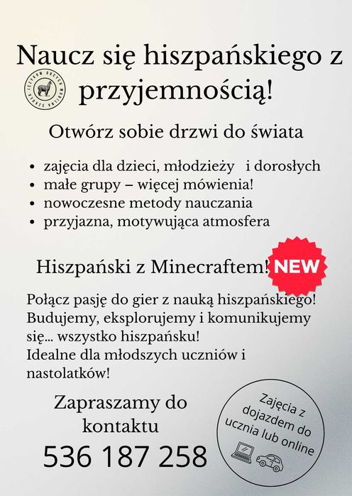 Korepetycje z hiszpańskiego DOJAZD DO UCZNIA
