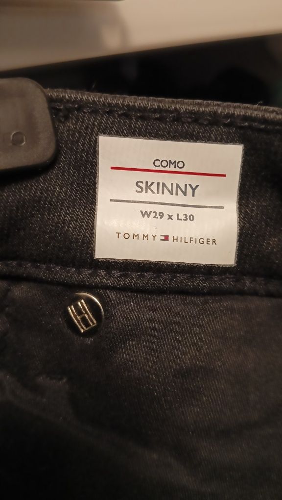 Jeansy nowe czarne spodnie Tommy Hilfiger THFlex Como Skinny W29 L30