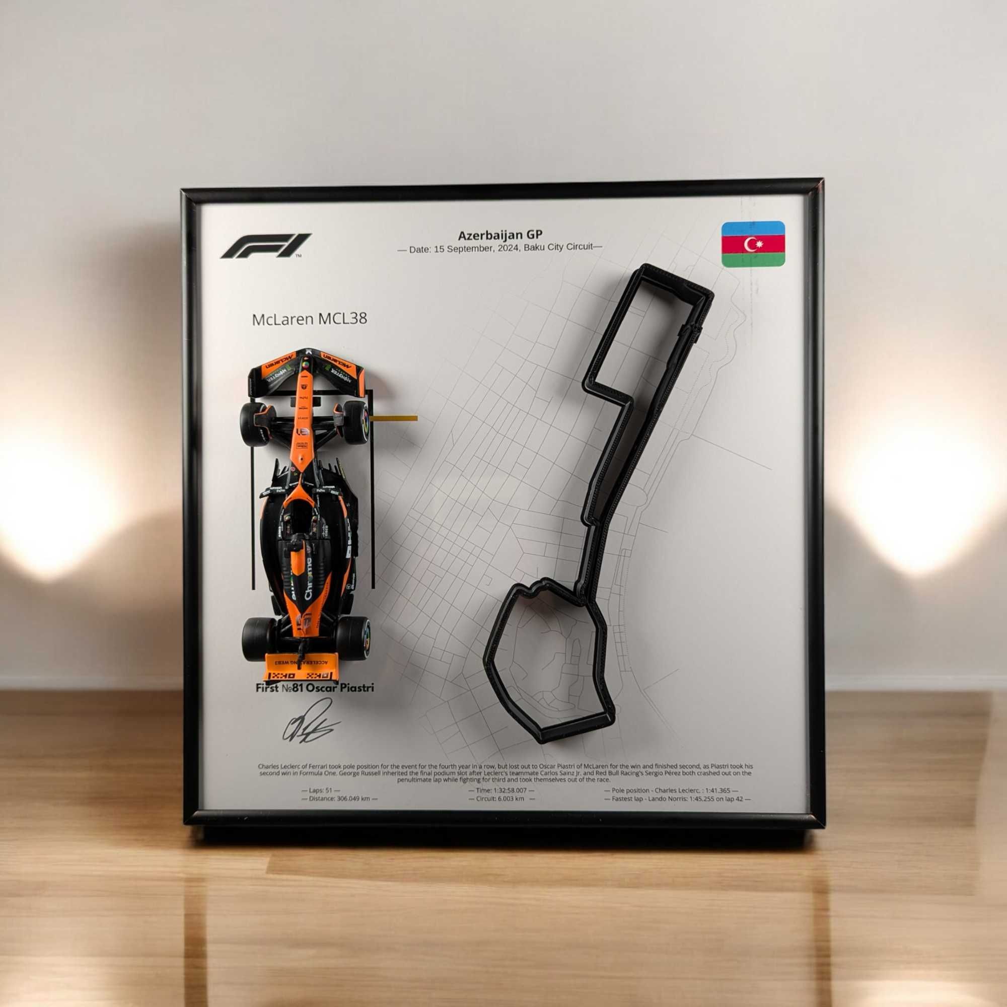 Bburago McLaren MCL38 та 3D Траса Azerbaijan GP 24 №81 Oscar Piastri