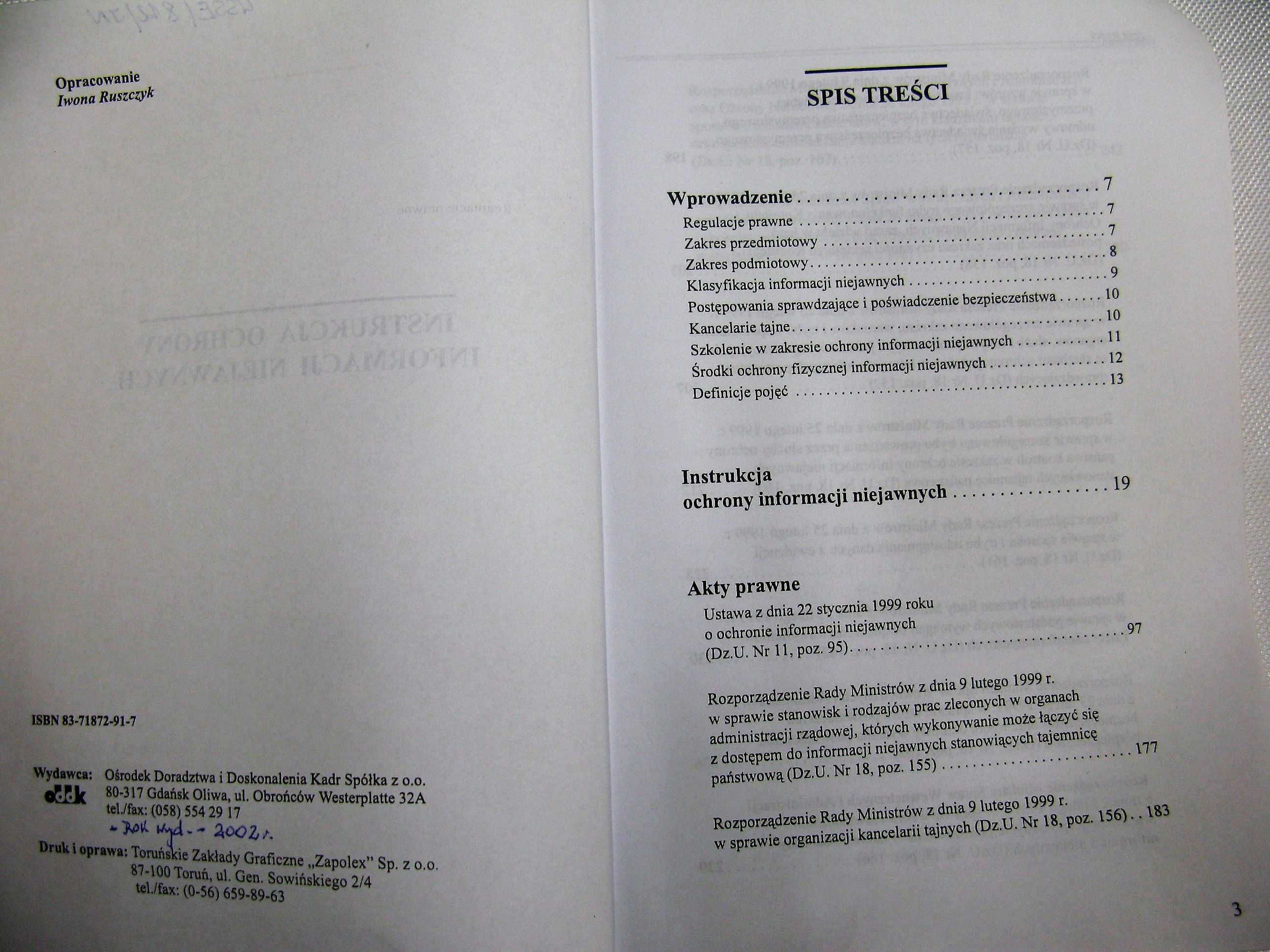Instrukcja ochrony informacji niejawnych ODDK 2002