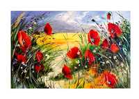 Kowalik- Przydrożne maki 60x40cm obraz olejny kwiaty łąka pejzaż