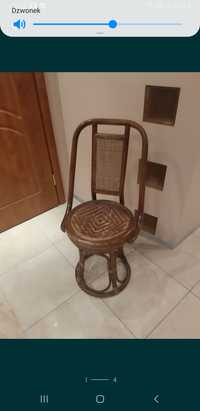 Krzesło rattan obrotowe vintage kolekcja krzesełko fotel brąz boho