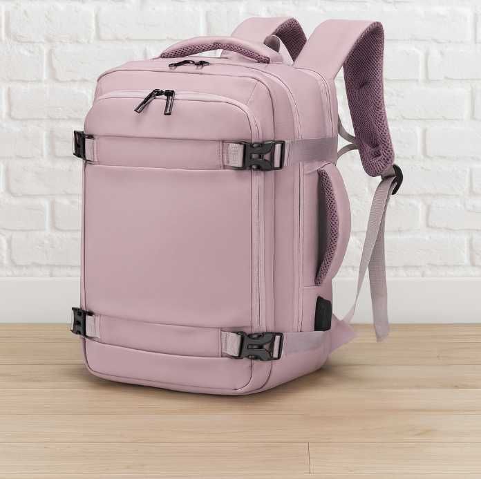 Plecak Do Samolotu Turystyczny 40x20x25 Ryanair Wizzair Różowy USB