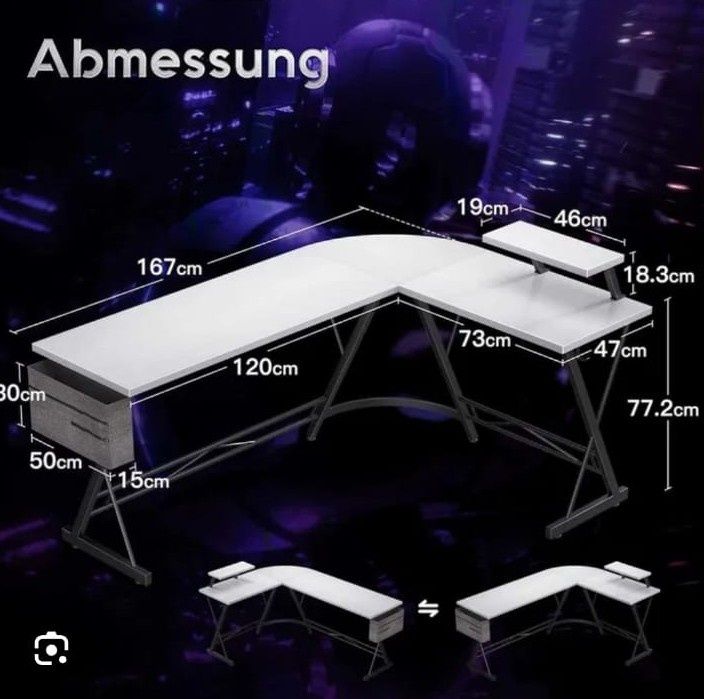 Biurko narożne czarno białe