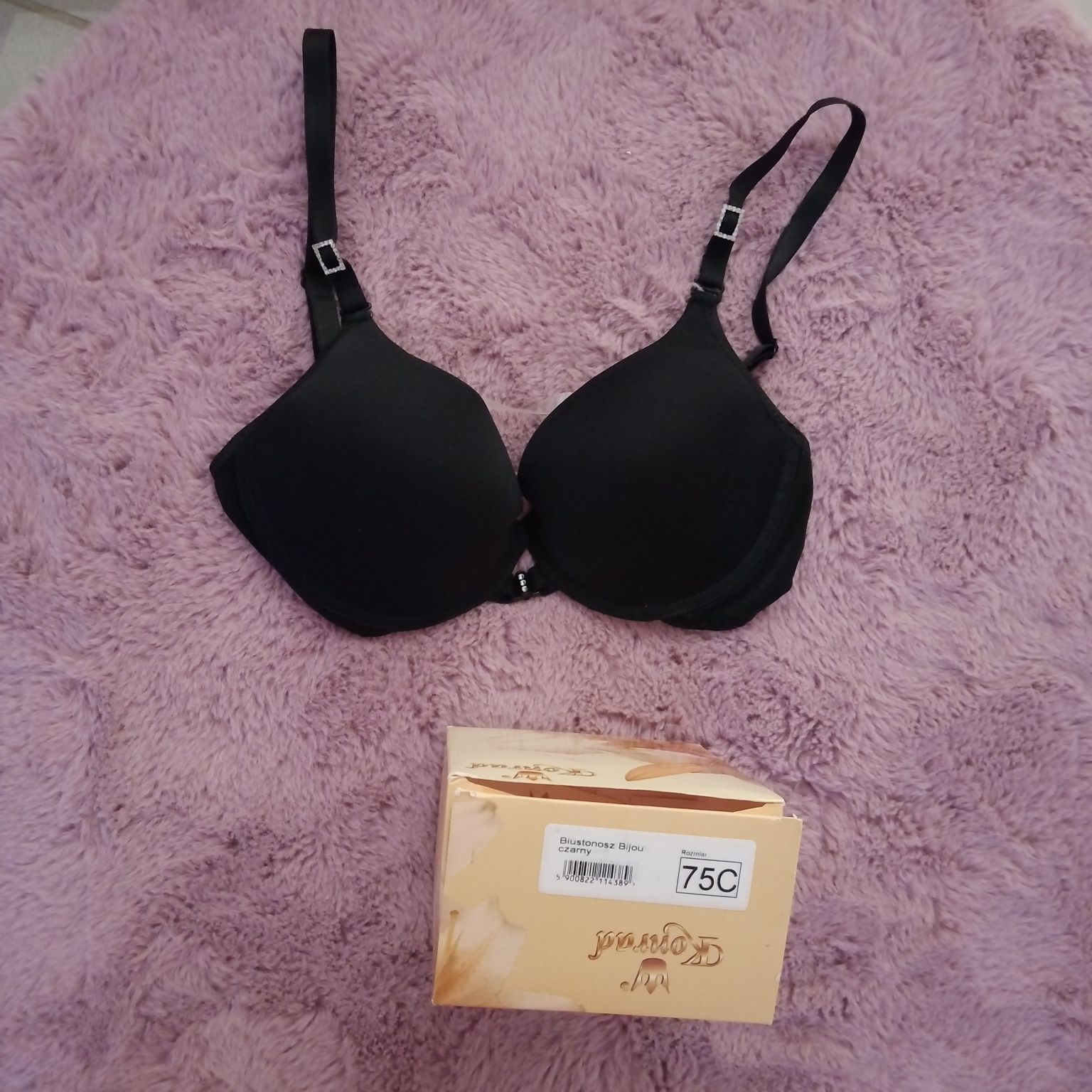 Bijou czarny cerkonie 75c gładki silikonowy tył