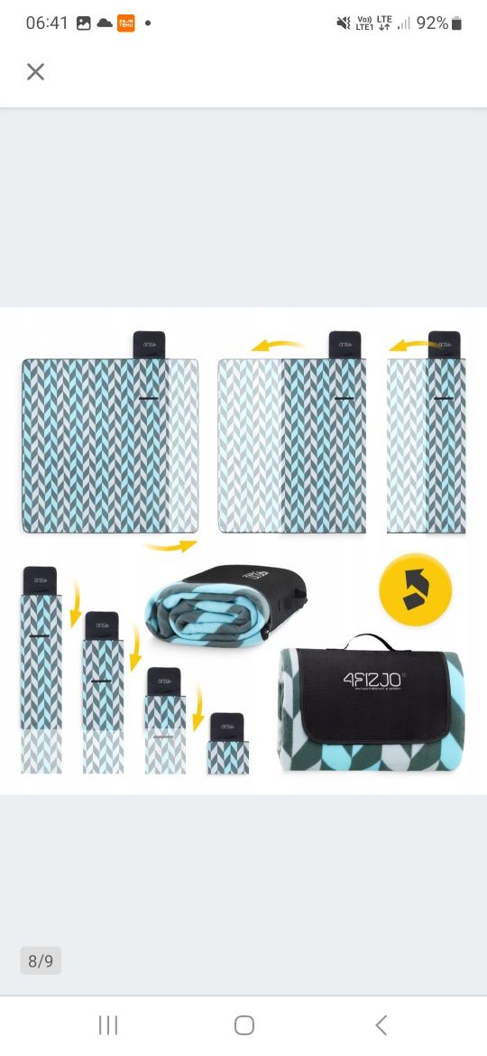 Koc piknikowy mata izolującą 2x2 wodoodporna