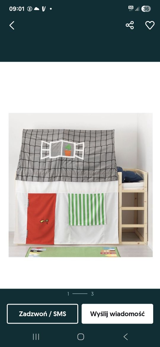 Łóżko Kura Ikea  z baldachimem