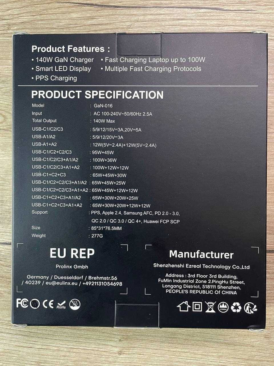 Зарядний пристрій Asometech 140W/240W GaN 140Вт зарядка блок питания