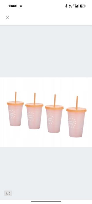Kubki zmieniające kolor 4 Sztuki - 590 ml 12 elementów wraz ze słomkam