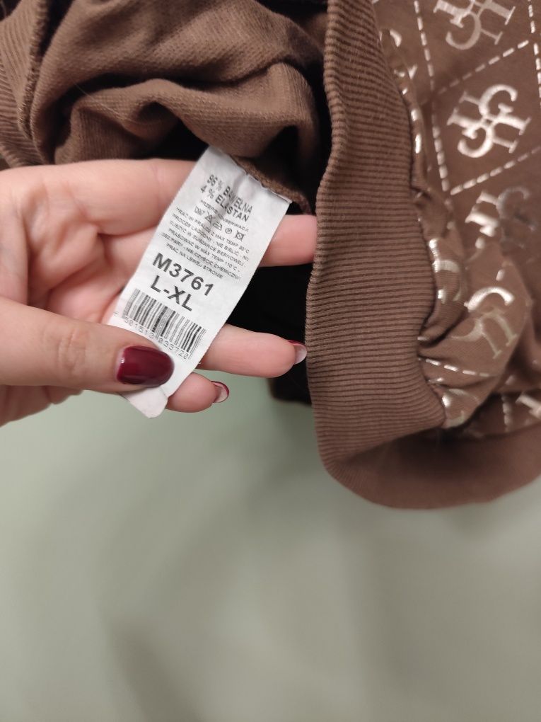 Bluza brązowa złote litery damska rozm XL