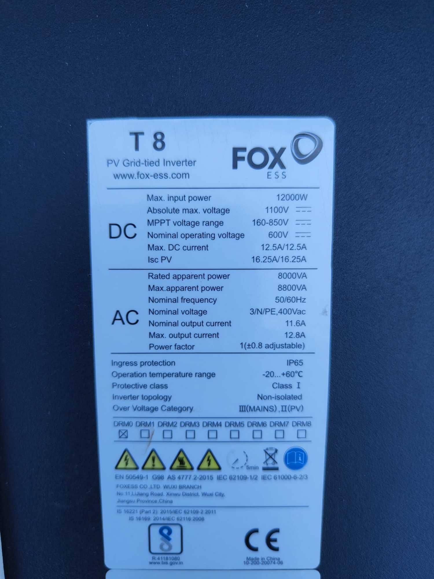 Inwerter  falownik trójfazowy fotowoltaiczny FOX ESS T8-