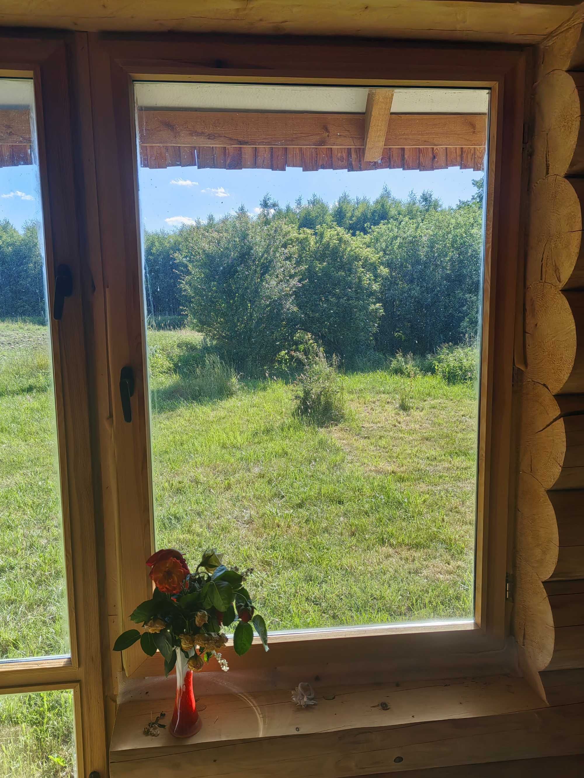 Okno balkonowe z jednoskrzydłowym, drewniane