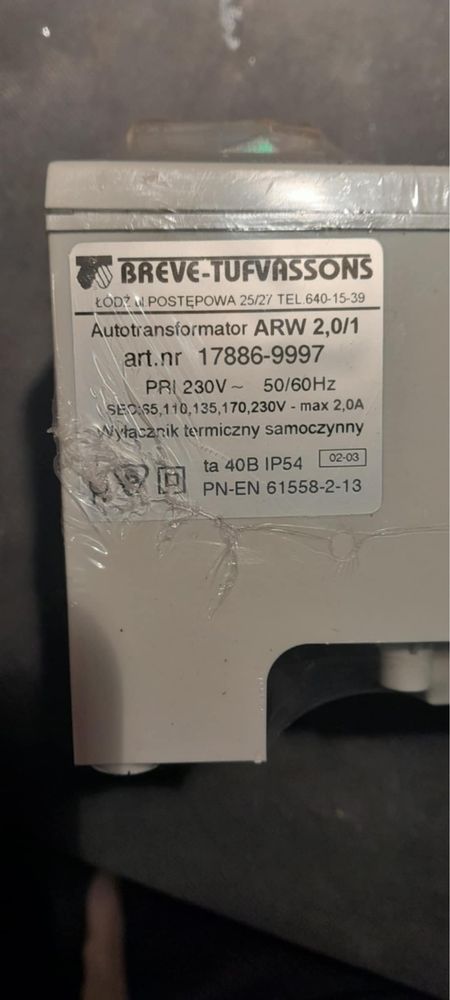 Breve-Tufvassons autotransformator, regulator prędkości obrotowej-nowe