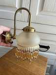Lampa lampion kinkiet mosiądz szkło koraliki vintage dekoracja