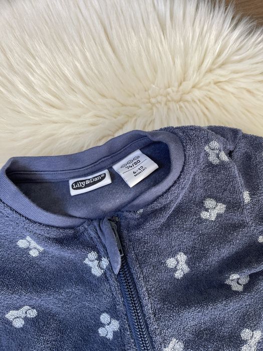 Lily&Dan bawełniana granatowa piżama chłopięca frotte 6-12 miesięcy