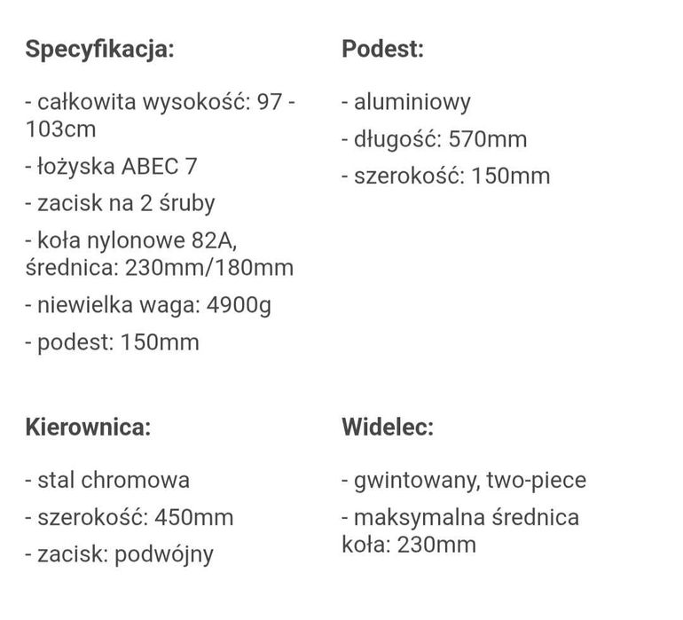 Hulajnoga miejska FRENZY 230MM dual brake recreational czarna