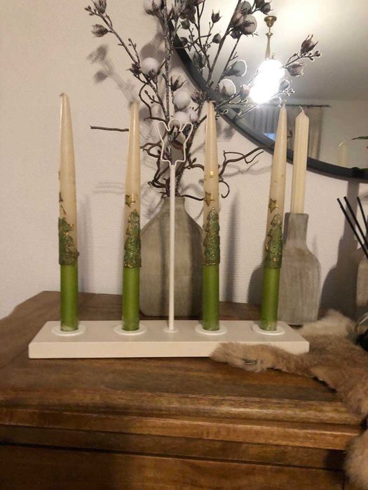 Świecznik drewniany biały na 4 świeczki