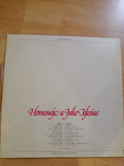 4 discos de vinil LP (NKOTB, Ana Faria, Júlio Iglesias, Jack Jones)