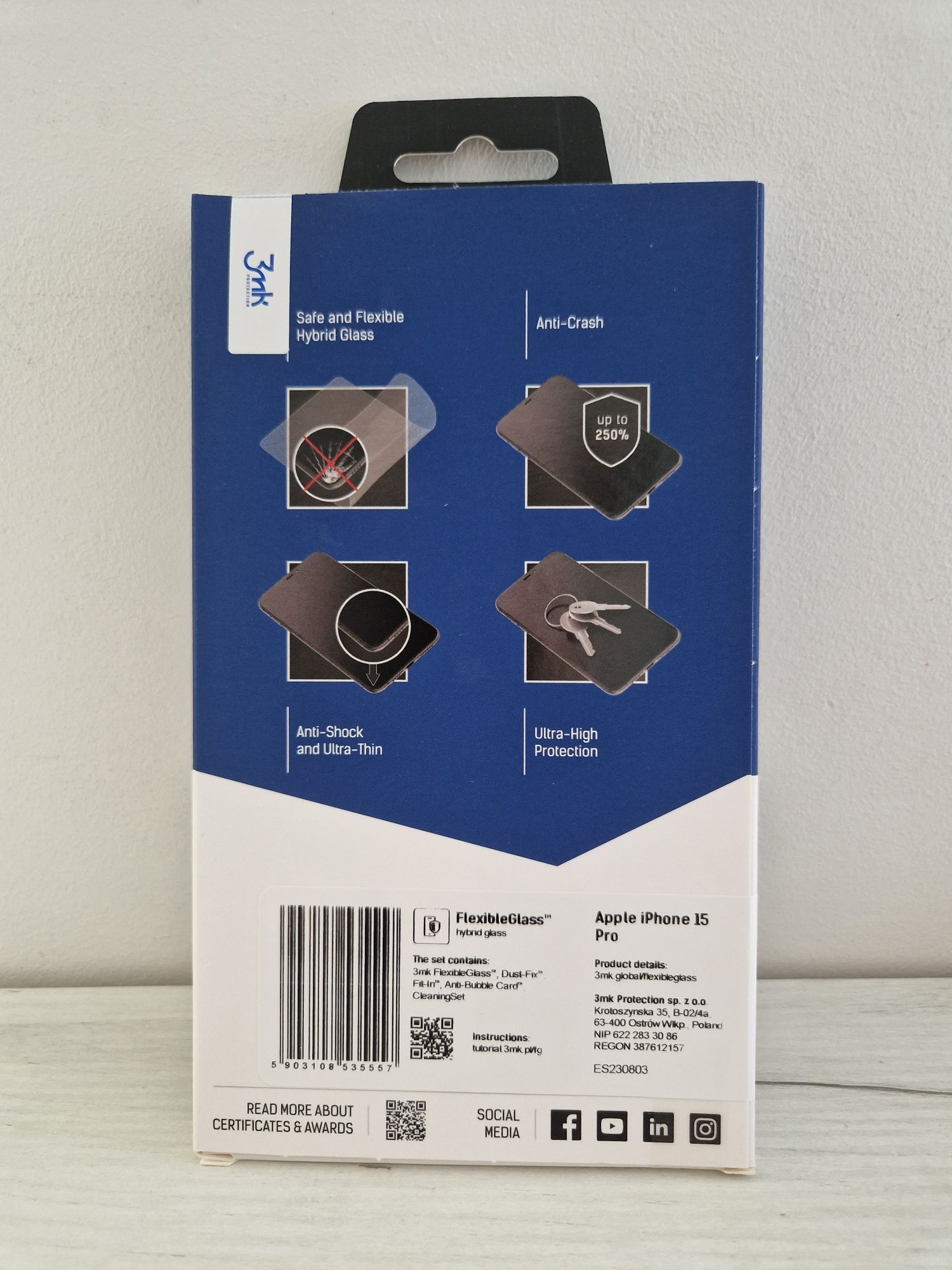Hartowane szkło hybrydowe 3MK FlexibleGlass do Iphone 15 Pro