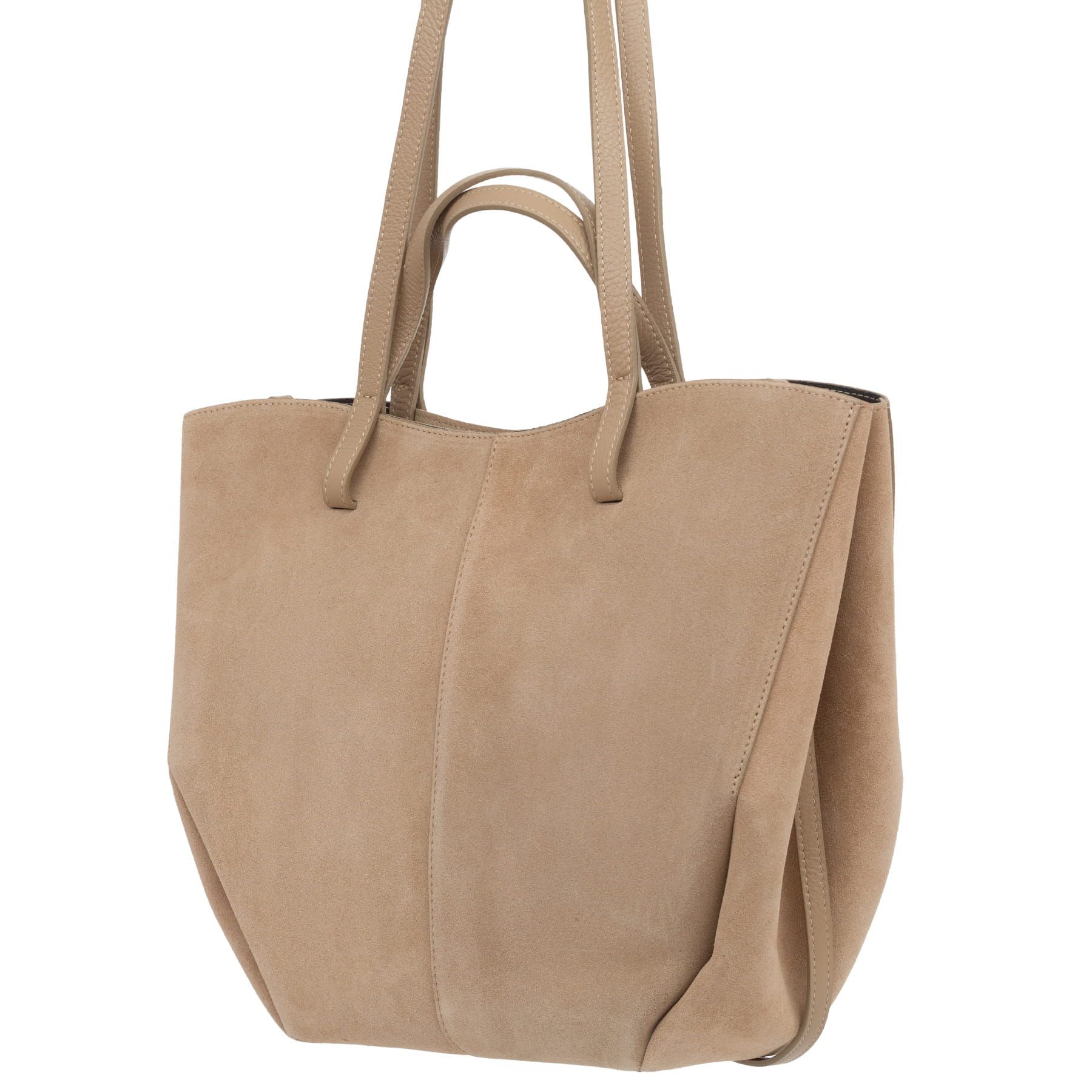 VERA PELLE torebka zamszowa shopper duża na ramię V679 c.bordowa