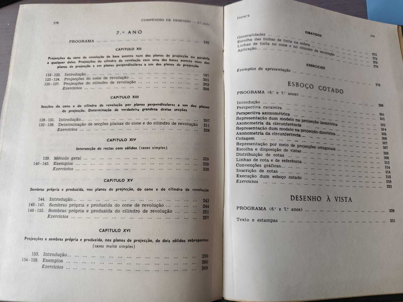 Livro Antigo - Compêndio de Desenho, de António Carreira.