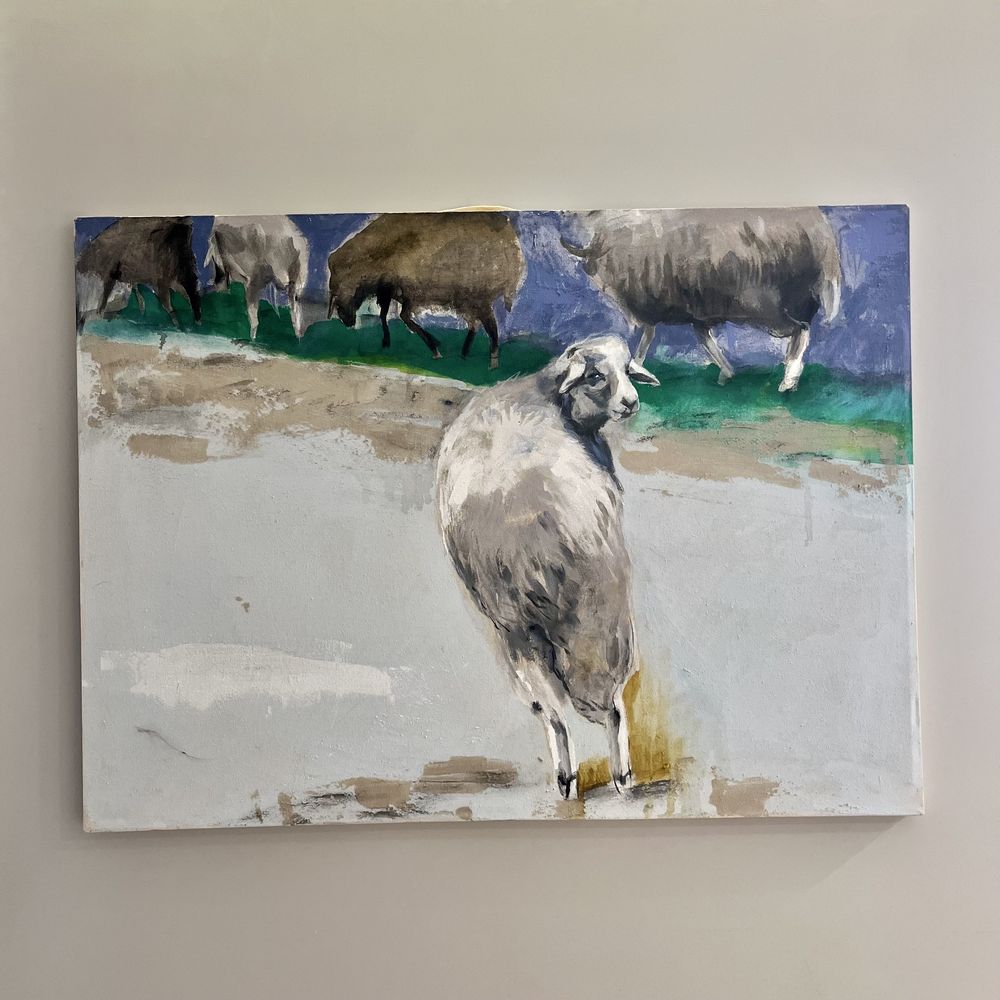 Картина акрил на холсті , диптих « вівці»